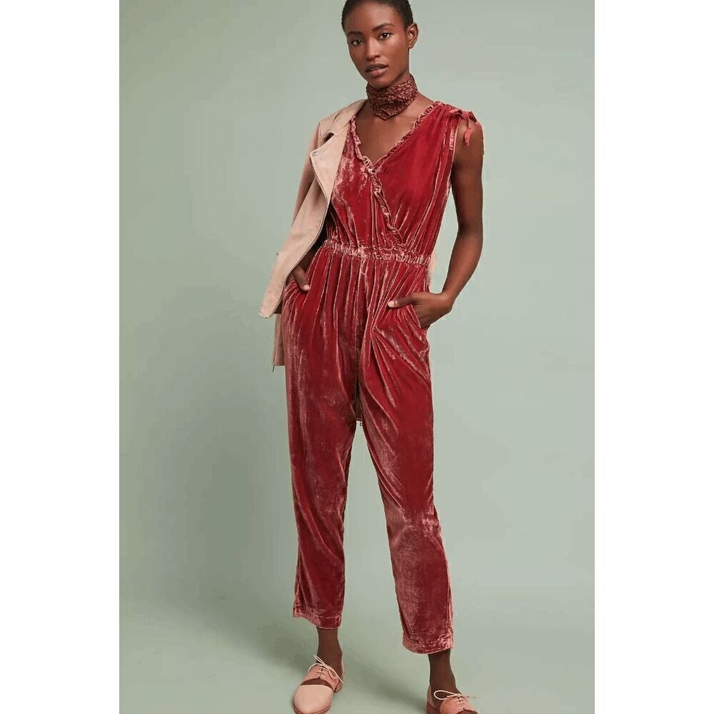 Anthropologie x Birds of Paradise Travota Great Velvet Jumpsuit Size Medium